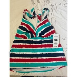 NWT Women's Size 16W Catalina Striped Halterkini Top